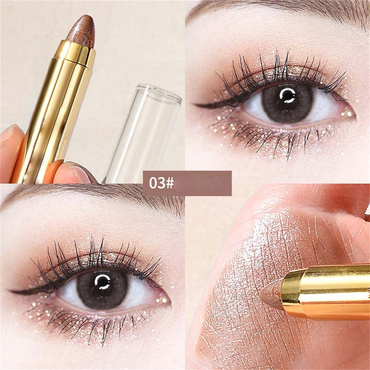 Lazy eye makeup eye shadow pen eye silkworm highlight pen double head eye shadow stick micro bead matte