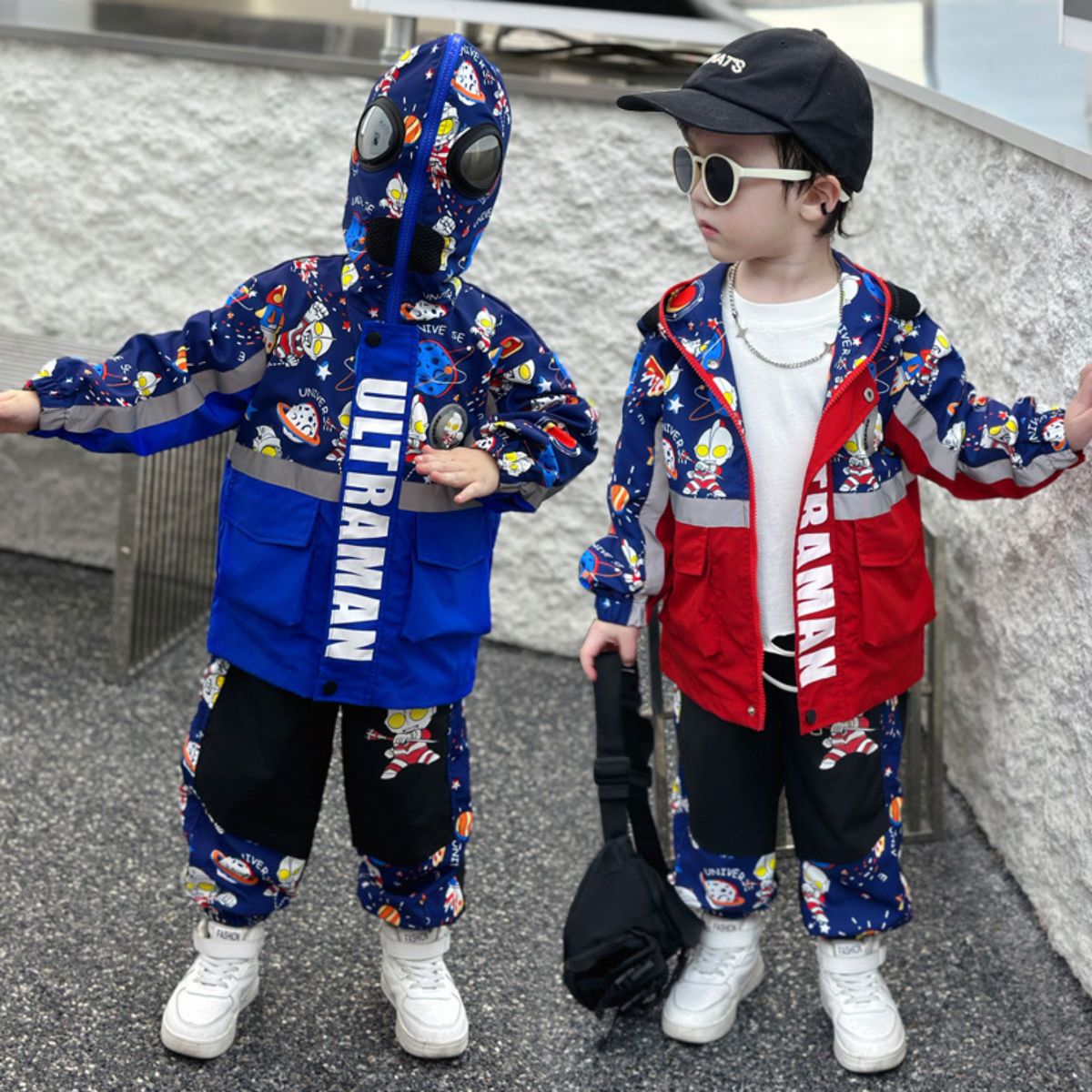 Boys Ultraman Eyes Suit Spring and Autumn New Children's Handsome Jacket Two-piece Suit for Small and Medium Children