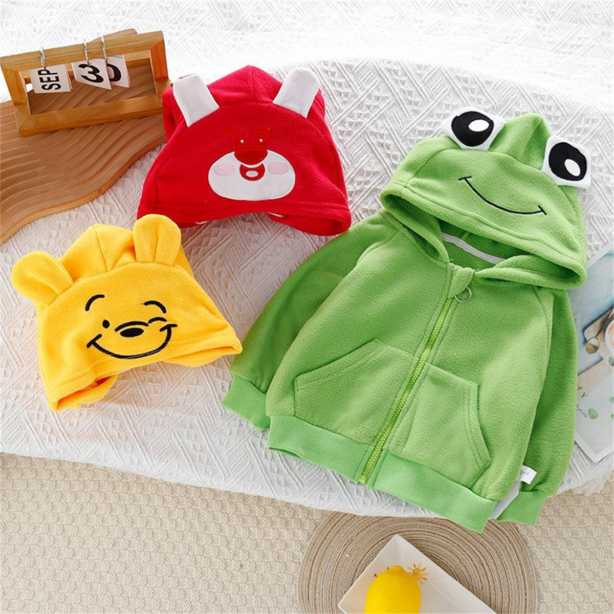 Boys and girls baby cartoon hooded tops