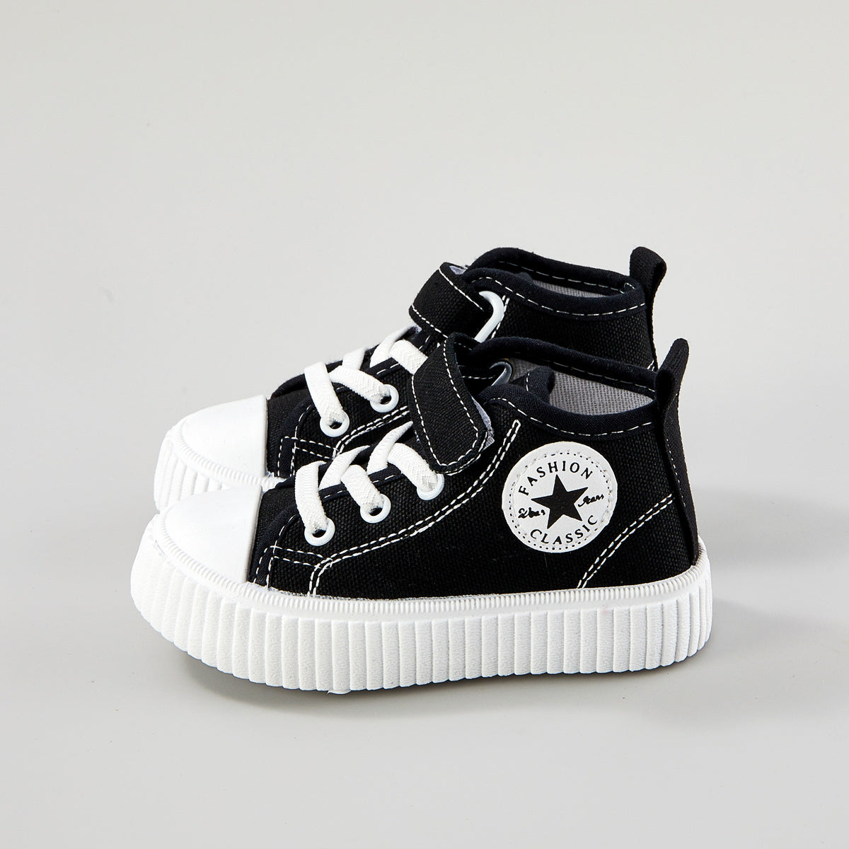 Children's solid color star high top canvas shoes