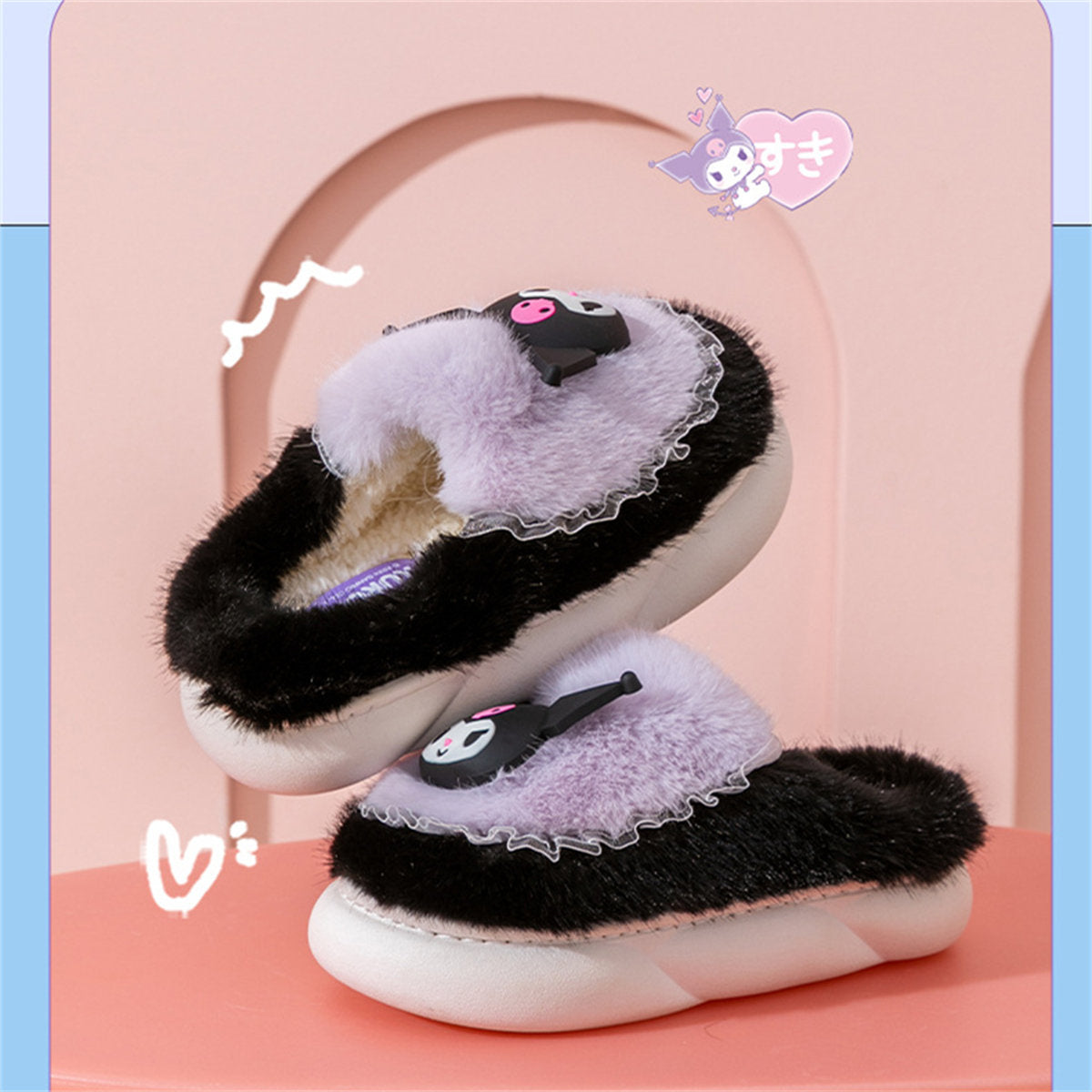 Cute Sanrio casual home warm soft cotton slippers for middle and large children and girls