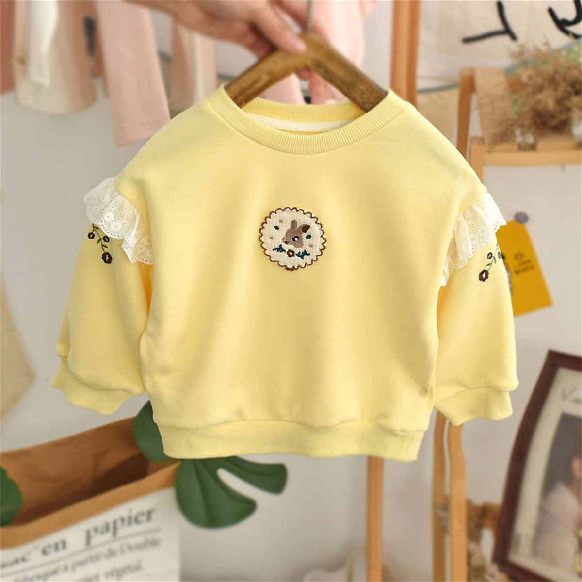 Baby girl embroidered pullover sweatshirt