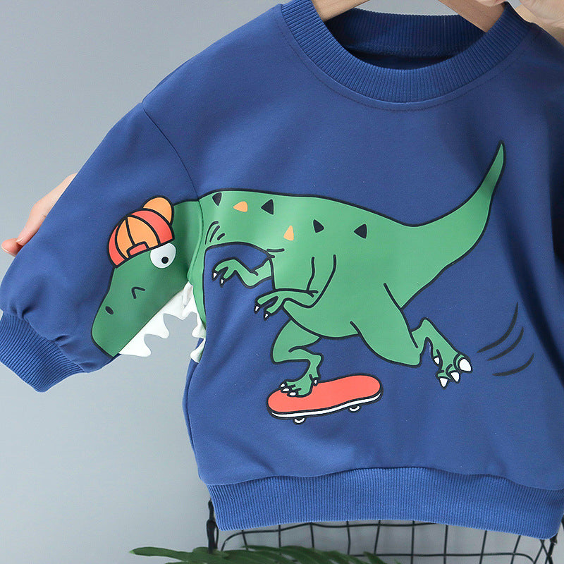 Boys' spring and autumn dinosaur suit