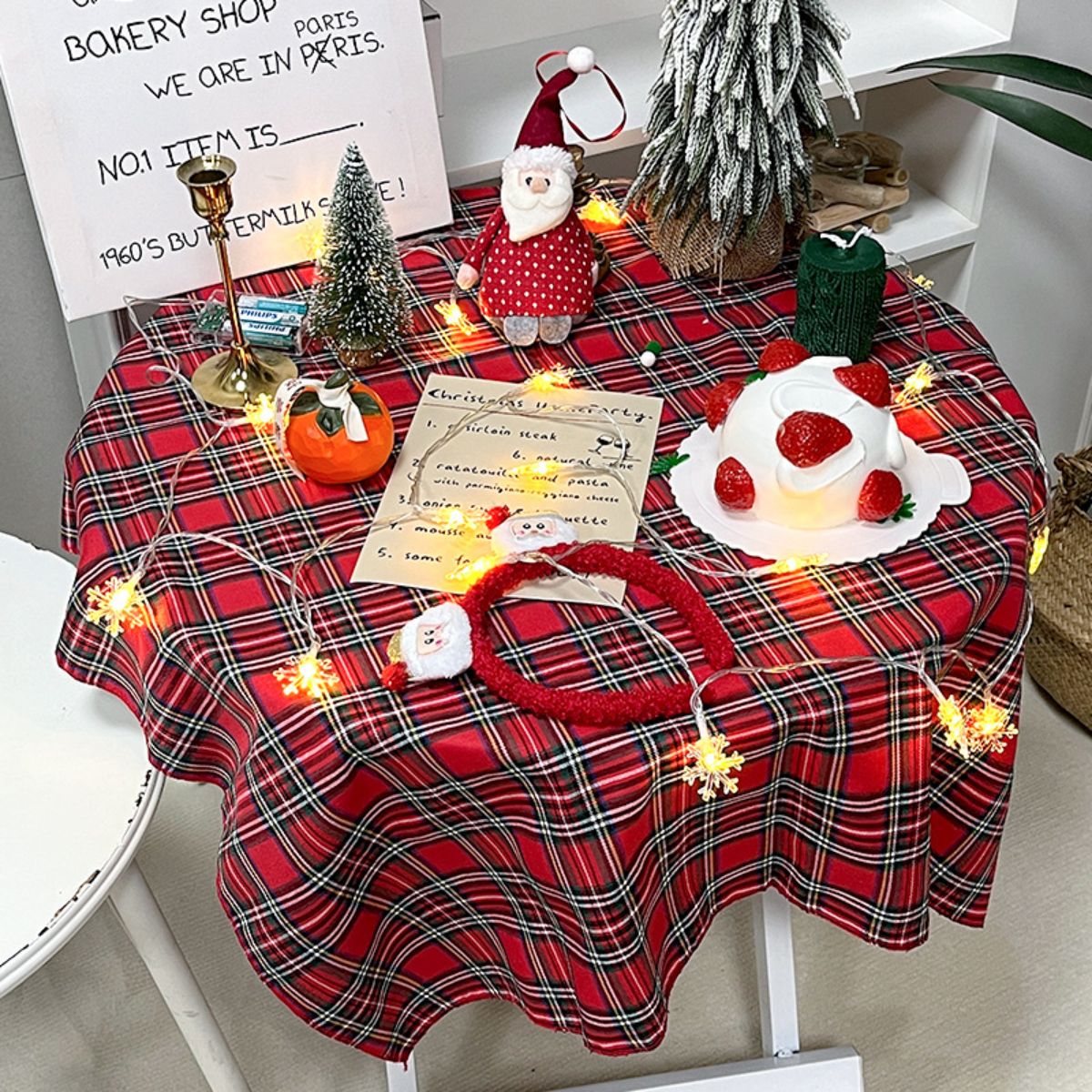 Christmas Retro Plaid Decorative Tablecloth