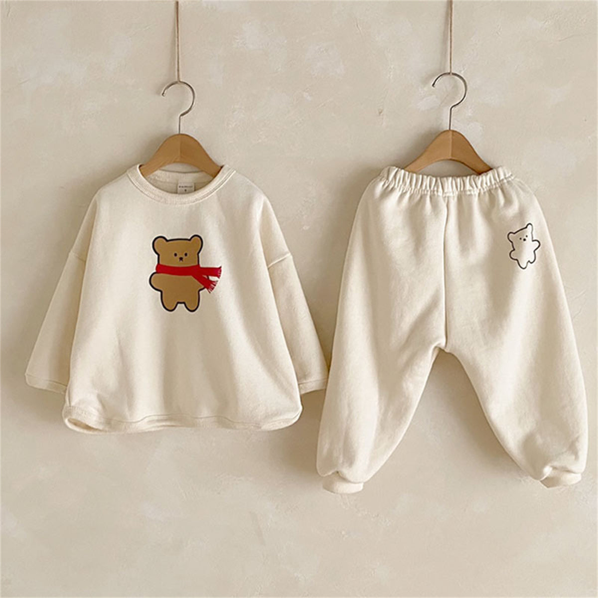 Infant and toddler bear suit cartoon top with cuffs and large PP pants two-piece suit