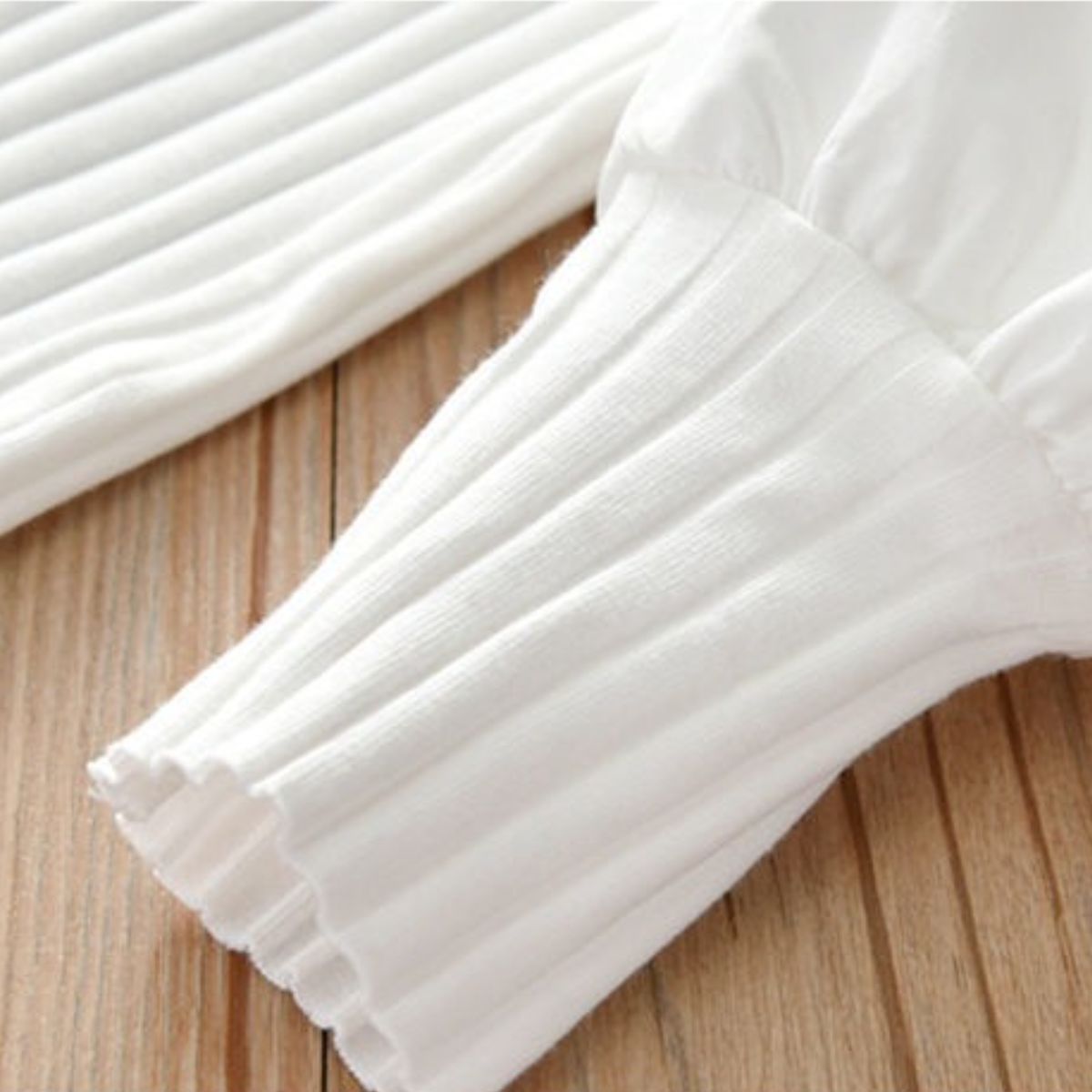 Girls' bottoming shirt new style children's puff sleeves ribbed long-sleeved T-shirt outer wear baby casual top