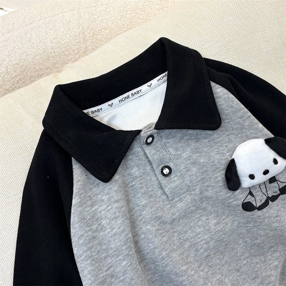 Long Sleeve Polo Shirt Cotton Raglan Colorblock Doll Top