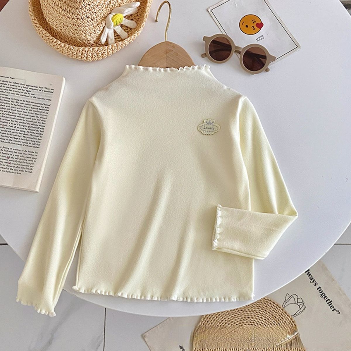 Children's autumn long-sleeved princess new solid color trendy bottoming shirt with comfortable T-shirt