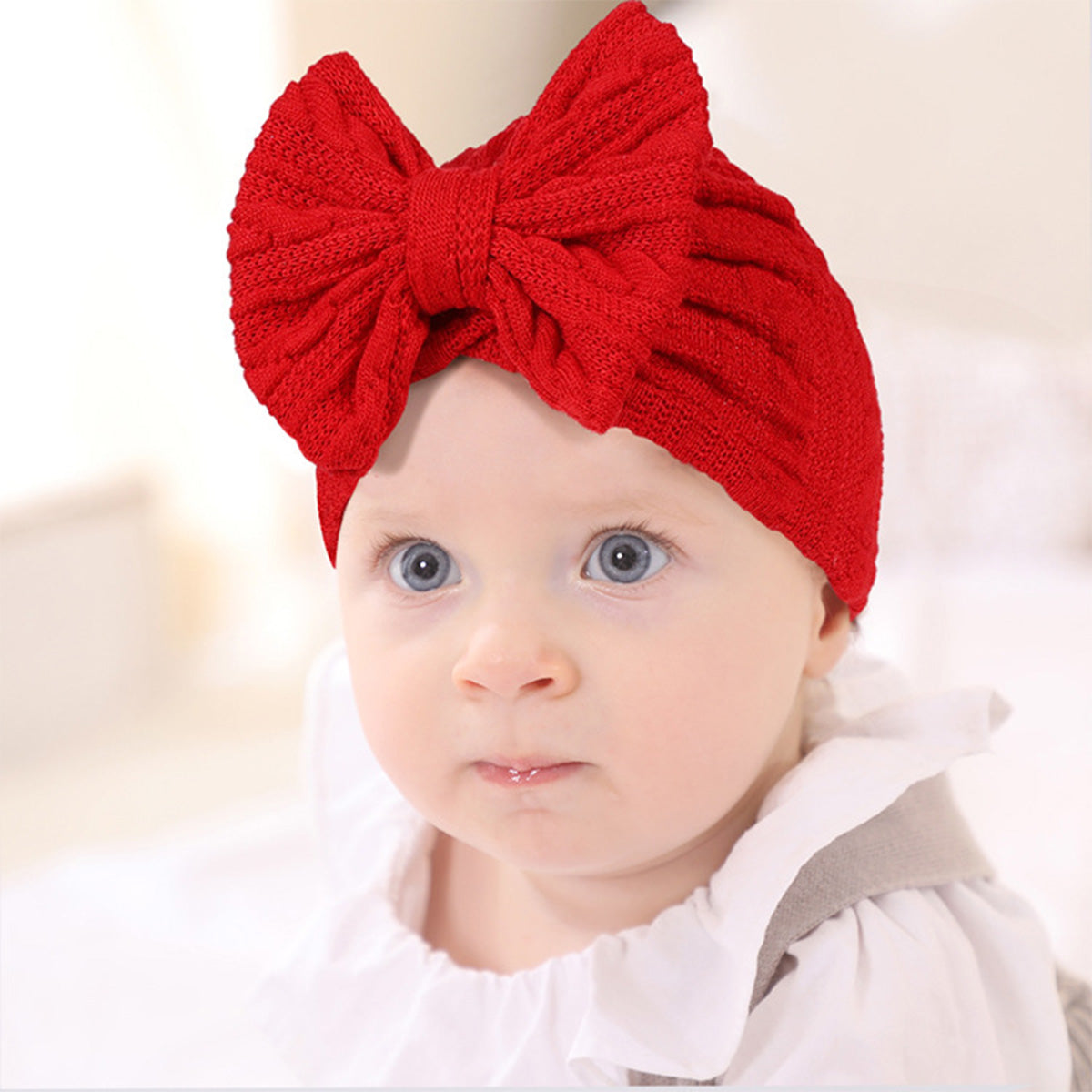 Baby Solid Color Bowknot Decor Tire Cap