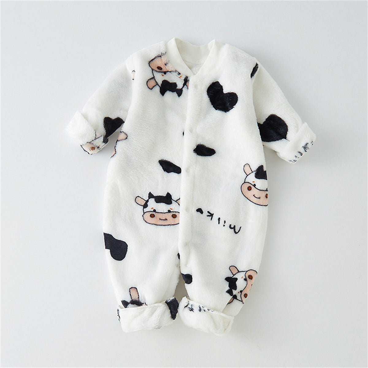 Infant and toddler winter thickened velvet cartoon dinosaur one-piece romper