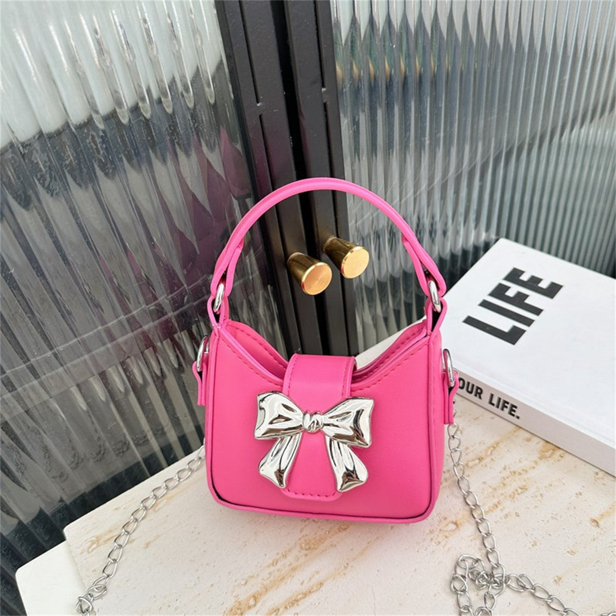 Children's Candy Color Bow Mini Handbag Parent-child Chain Crossbody Bag Lipstick Bag