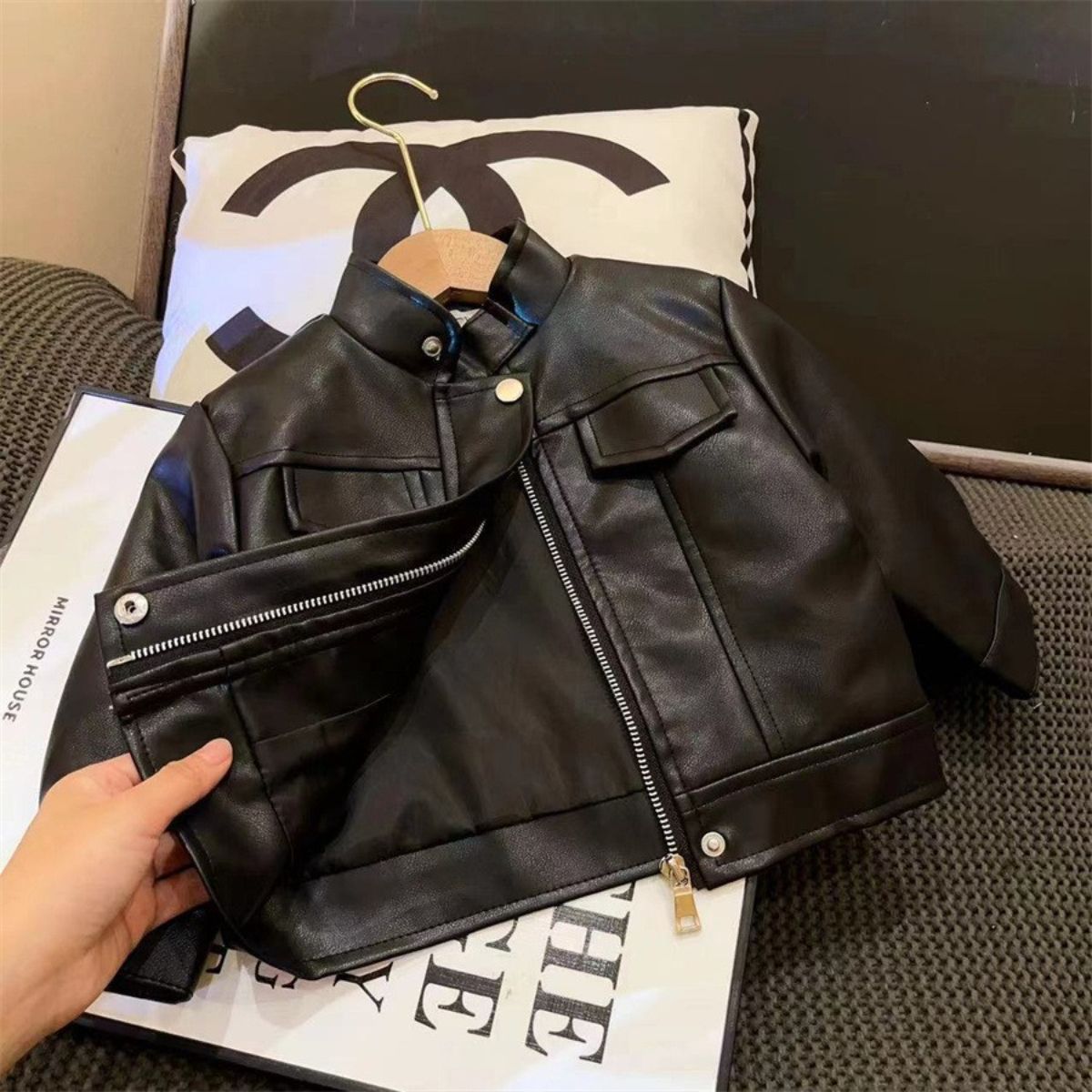 New autumn children's leather jacket