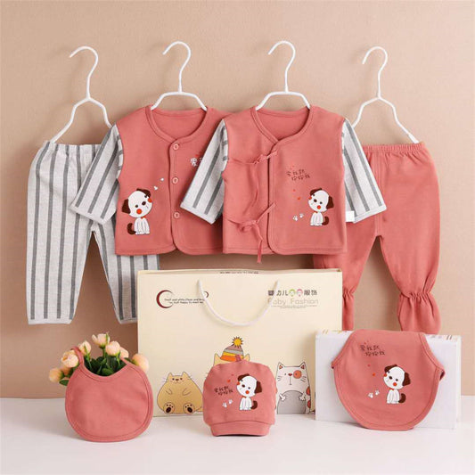 Newborn Cotton Seven Piece Cartoon Baby Gift Set