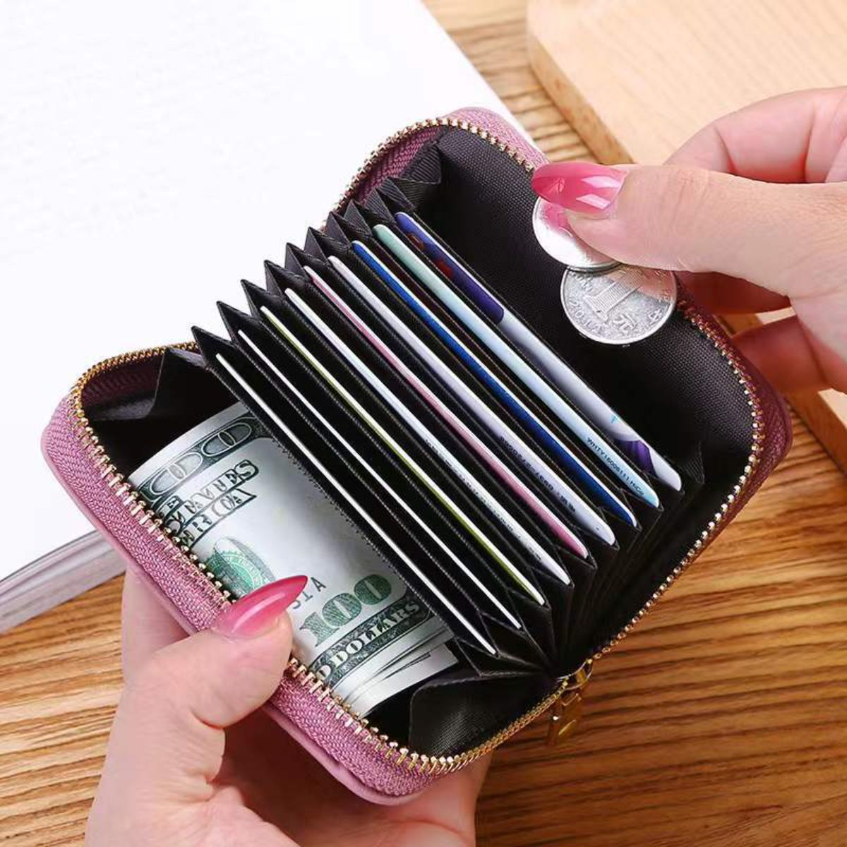 Card holder new simple fashion card holder women zipper men and women card holder driver's license bag credit card wallet