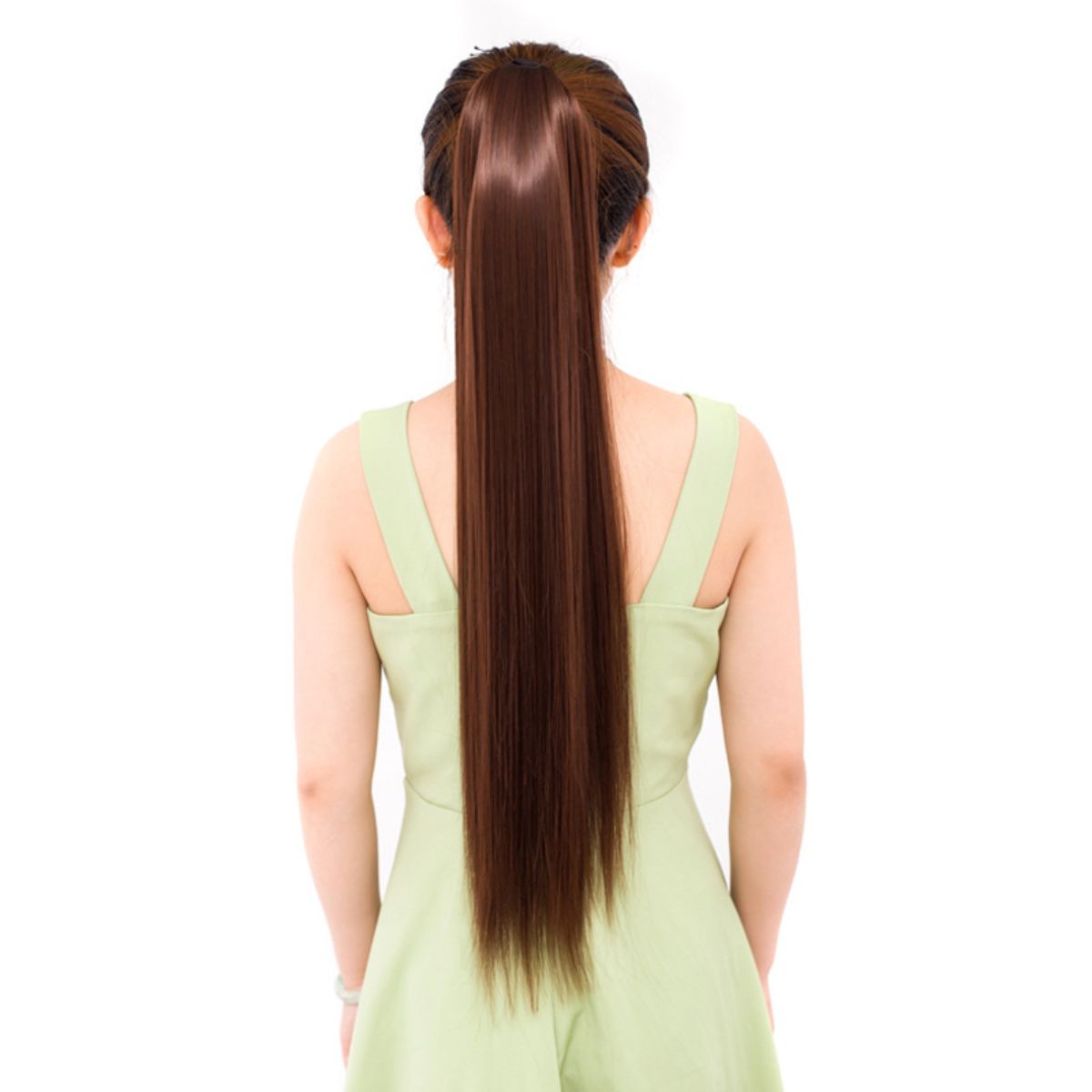 Fashionable and smooth wig ponytail, realistic matte silk long straight hair wig ponytail, tied straight hair fake ponytail