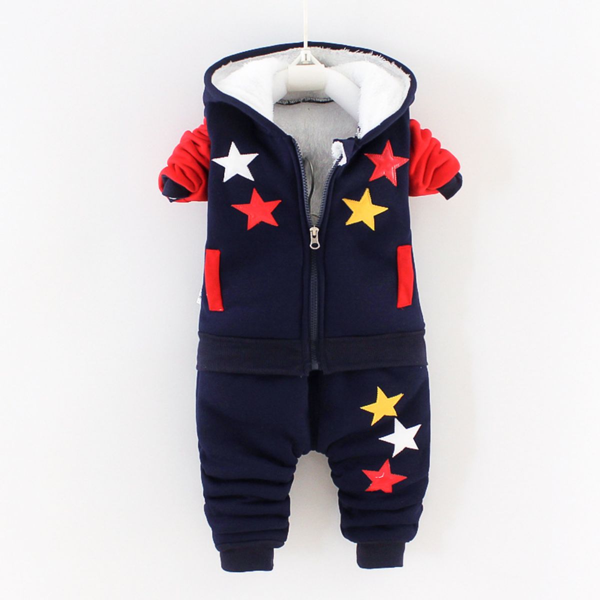 autumn and winter thickened fleece suit for boys