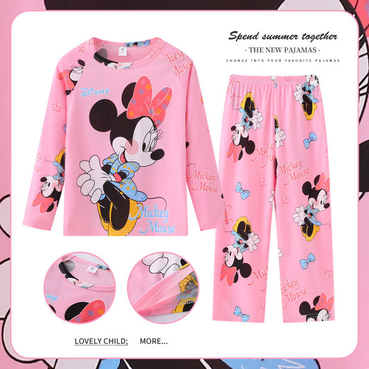 Children's long-sleeved air-conditioning clothing cartoon pajamas spring and autumn suit