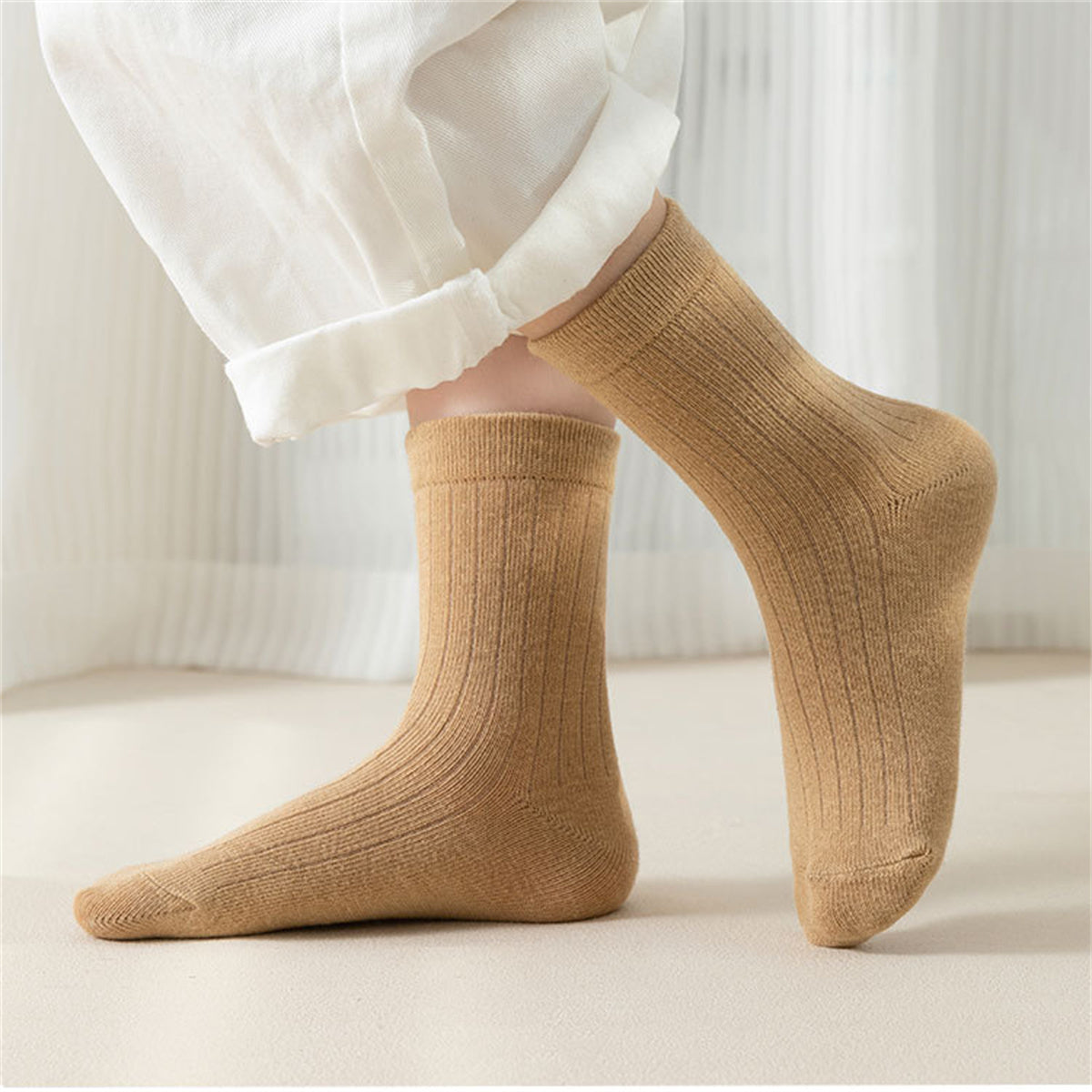 Children's men's and women's solid color simple college style pure cotton breathable soft short socks set