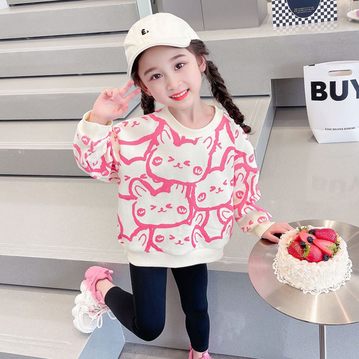 Girls Spring and Autumn Long Sleeve Sweater Bottoming Shirt New Style Cartoon Children's T-shirt Spring and Autumn Tops All-match