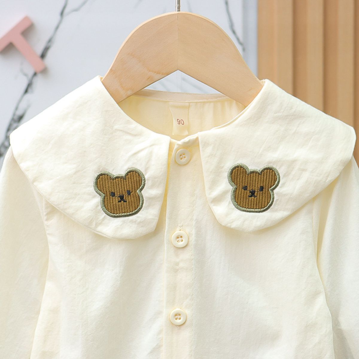 Girls Spring and Autumn Shirt Suspender Skirt 2-piece Set Cute Baby Girl Bear Suit Skirt Student Princess A-line Skirt