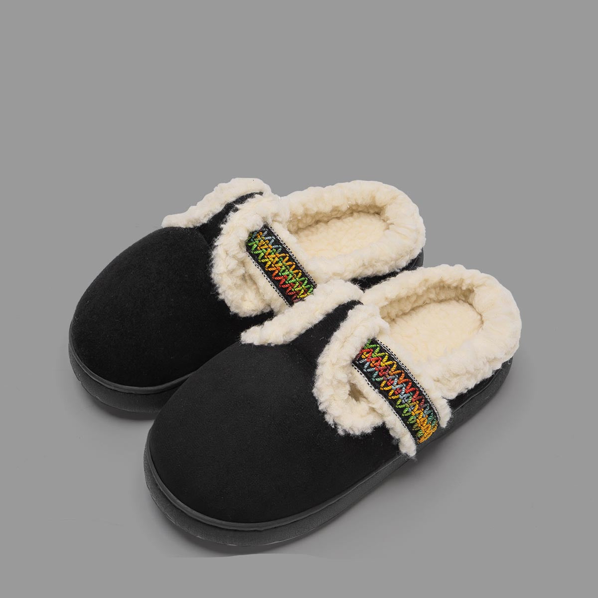 Women&#39;s warm plush Birkenstock cotton slippers