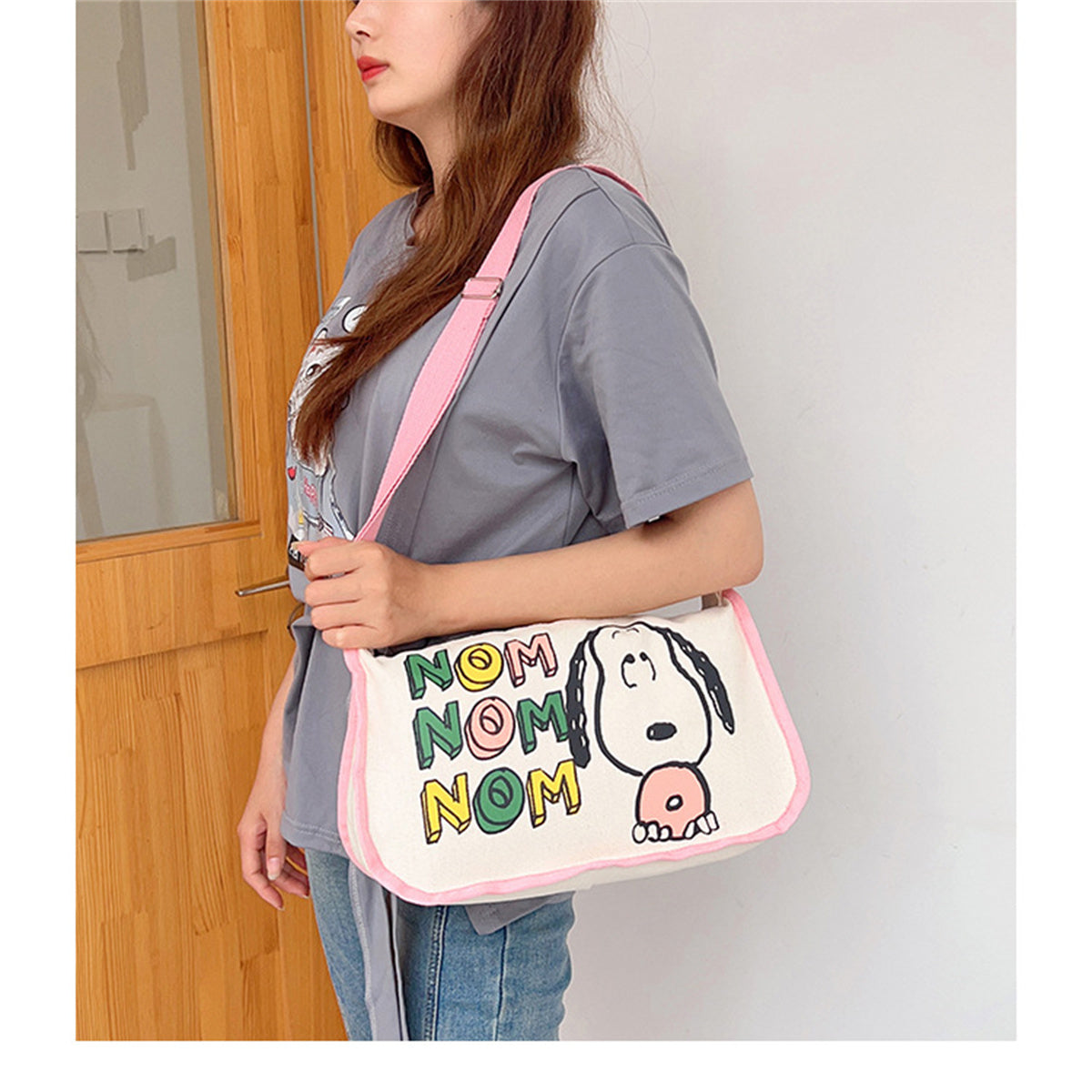 Children's canvas bag Snoopy shoulder bag casual student style printed cartoon bag