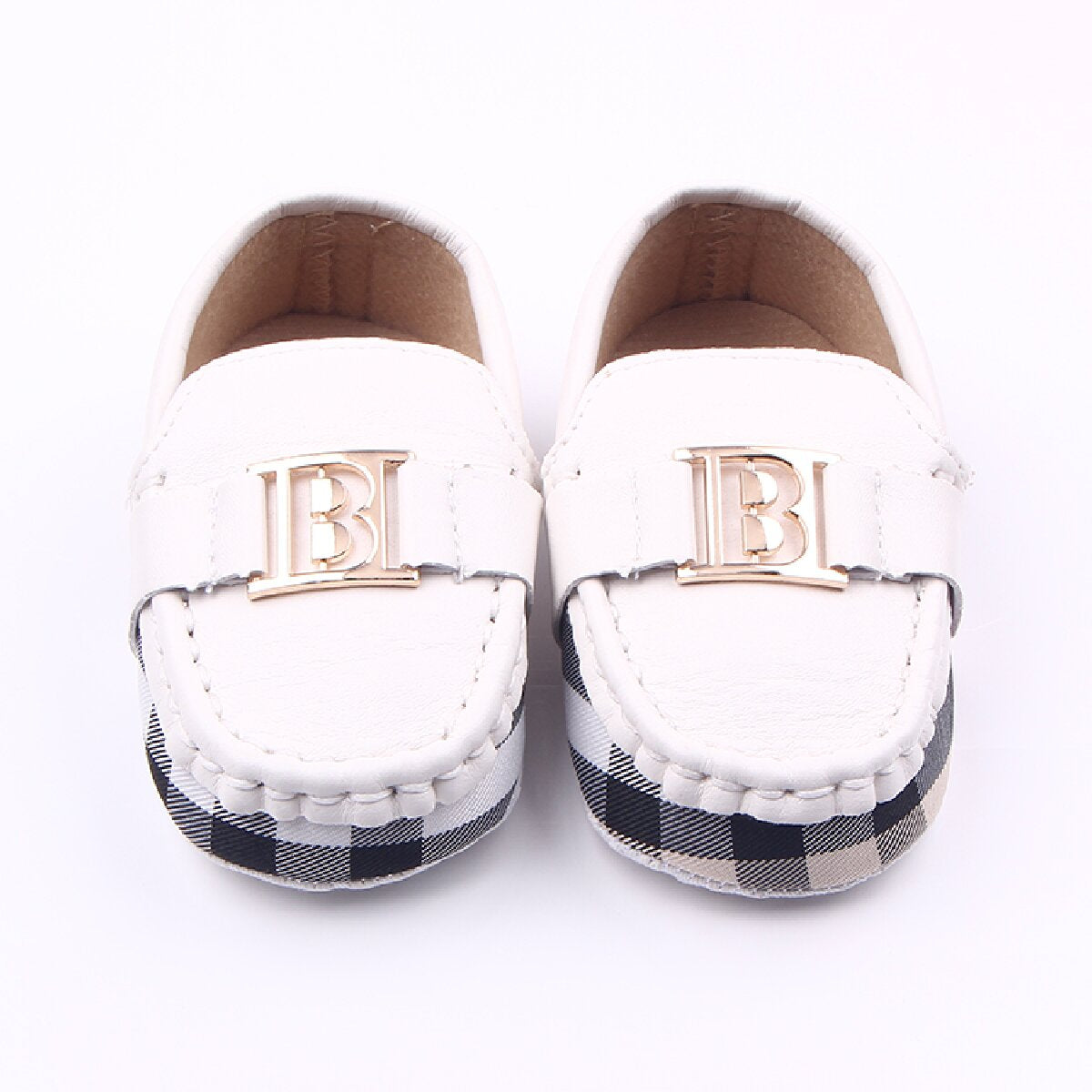 Iron buckle toe shoes B-shaped 0-1 year old boy baby leather shoes soft sole toddler shoes D1737