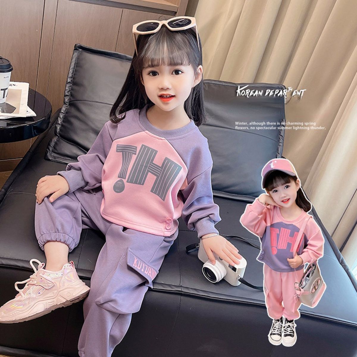 Girls autumn sweater suit new style children's clothing casual spring and autumn little girl two-piece suit