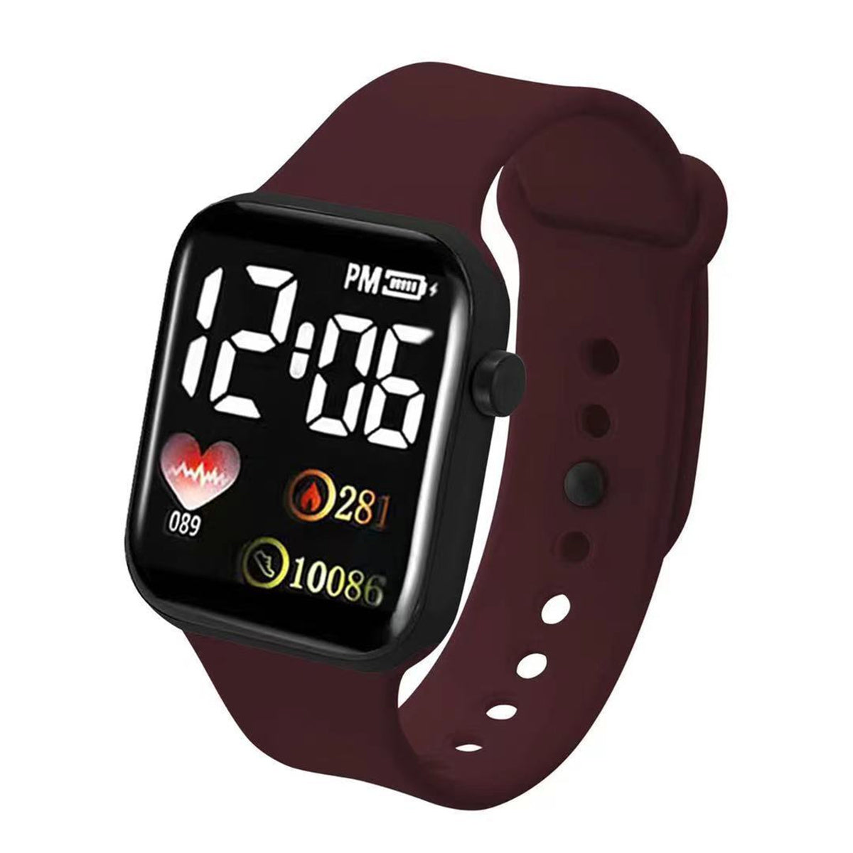 Children's and boys' casual sports style love heart small square electronic watch