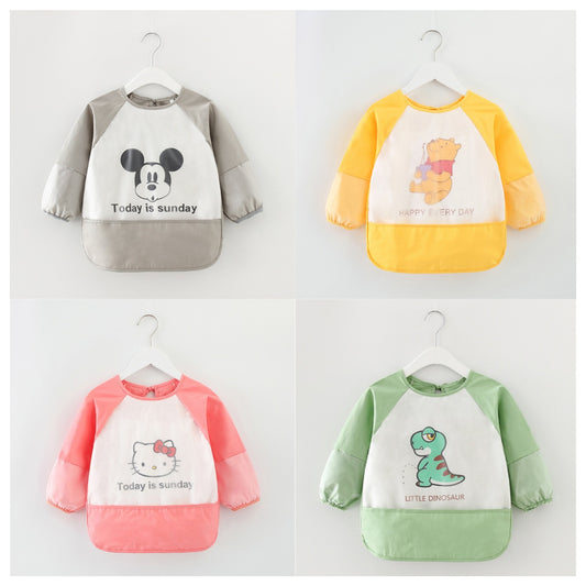 Baby eating overalls waterproof and dirt-proof children's apron drawing clothes long-sleeved bib