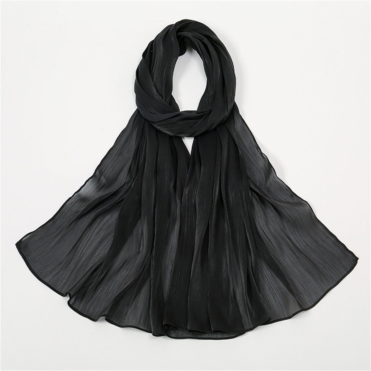 Women&#39;s solid color simple style breathable bright silk chiffon scarf