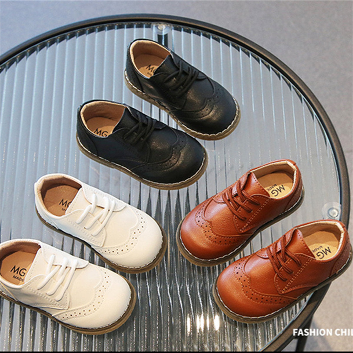 Children's and boys' spring and autumn British retro style soft-soled comfortable flat leather shoes