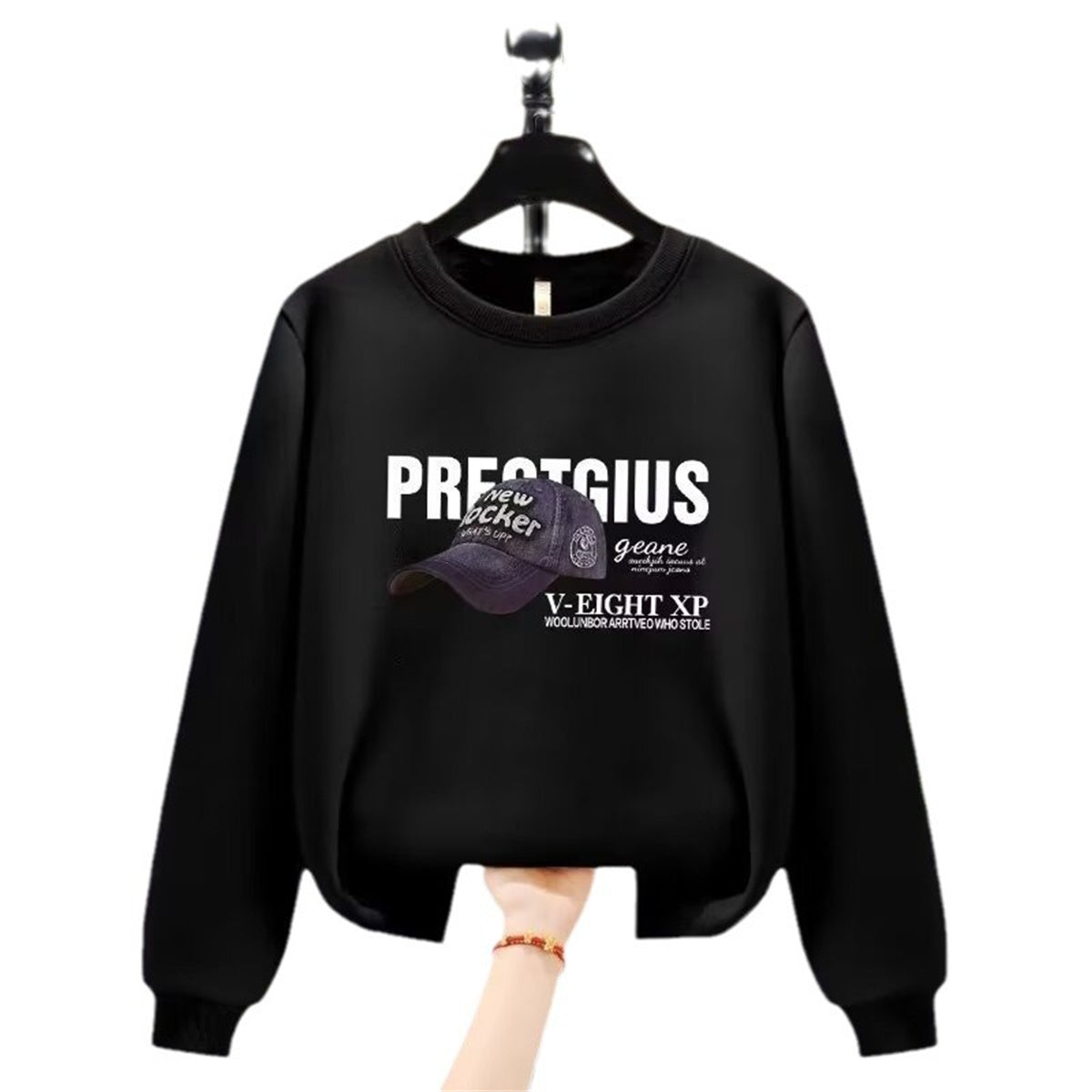 Fashionable all-match round neck sweatshirt