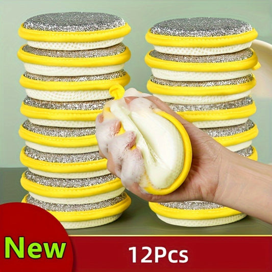 Round kitchen sponge dishwashing scouring pad 12 pieces