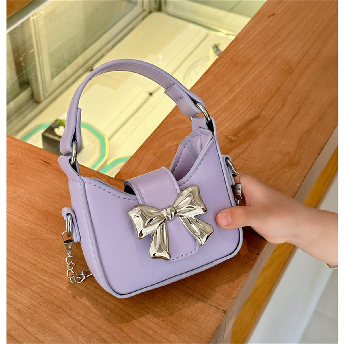 Children's Candy Color Bow Mini Handbag Parent-child Chain Crossbody Bag Lipstick Bag