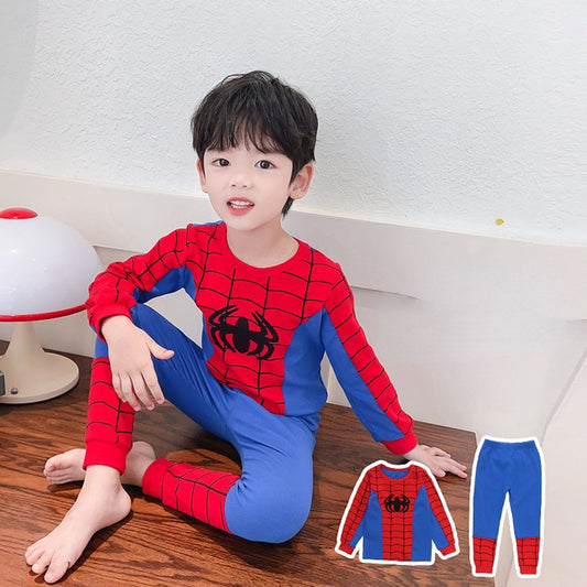 New autumn and winter boys comfortable home pajamas stylish handsome Spider-Man cartoon home clothes suit two-piece set