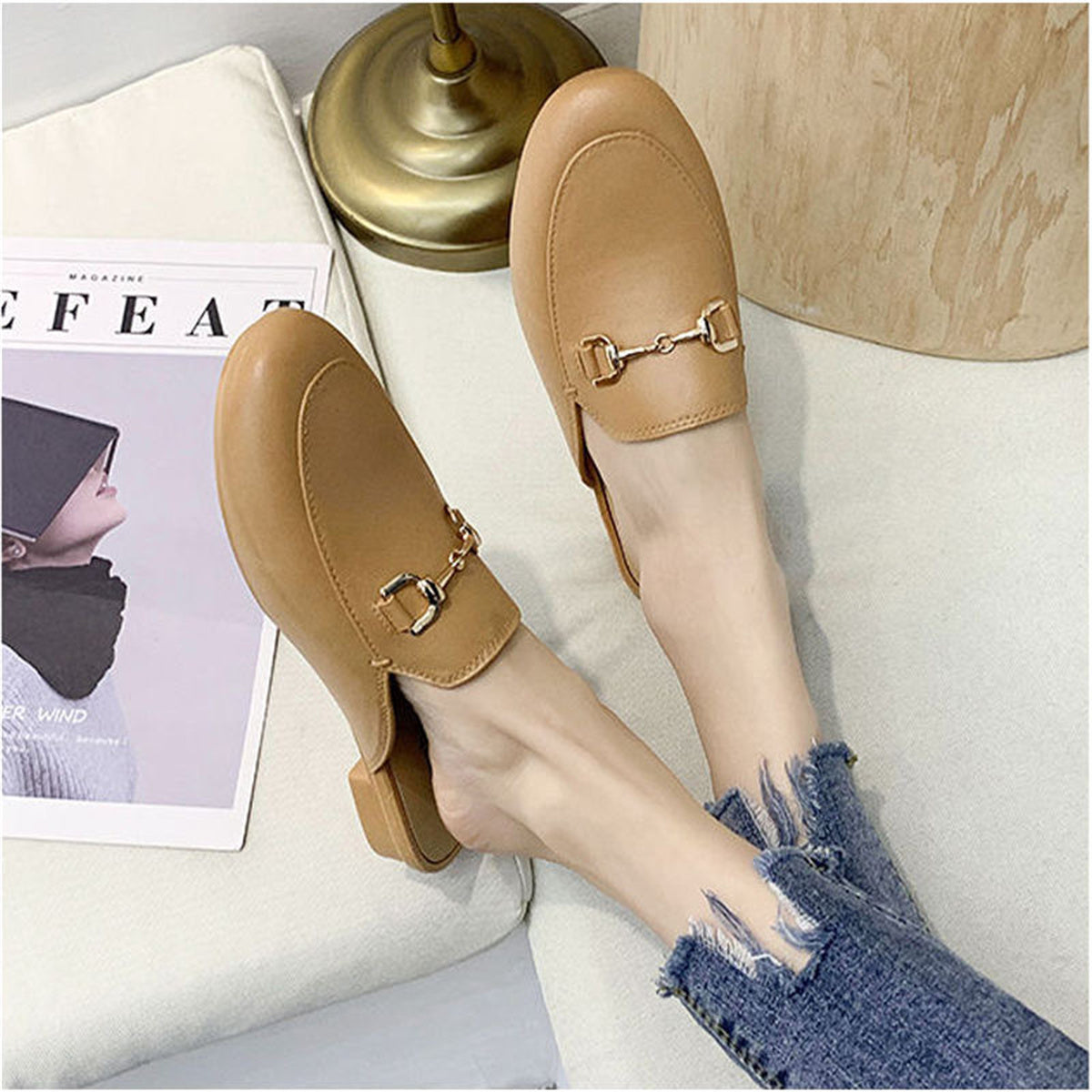 Women's single shoes summer slippers women's outdoor casual fashion sandals lazy shoes closed toe half slippers