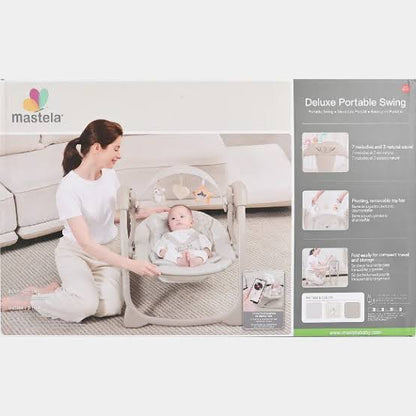 مرجيحة أطفال كهربائية مهدئة مع الموسيقى والألعاب - بيج