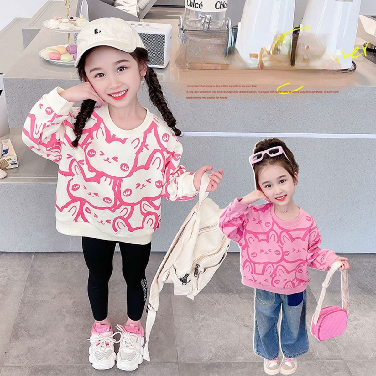 Girls Spring and Autumn Long Sleeve Sweater Bottoming Shirt New Style Cartoon Children's T-shirt Spring and Autumn Tops All-match