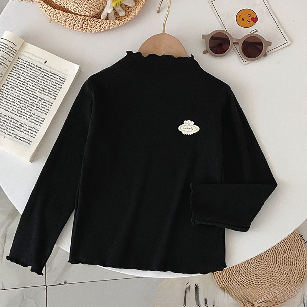 Children's autumn long-sleeved princess new solid color trendy bottoming shirt with comfortable T-shirt