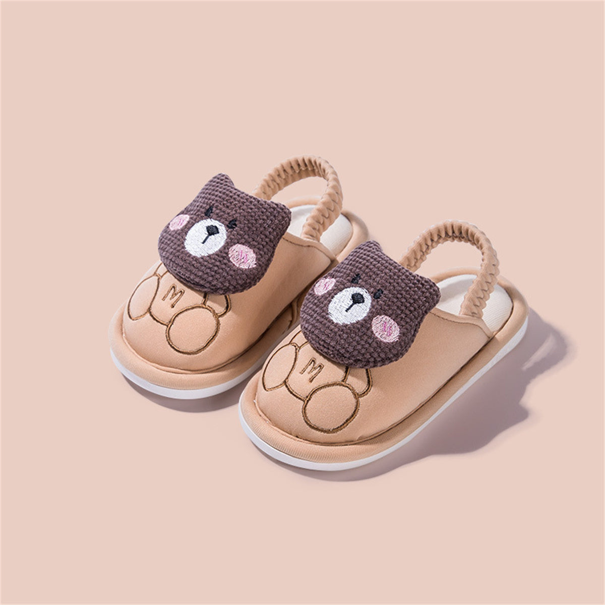 Children's boys and girls spring and autumn cute bear soft sole home warm cotton slippers