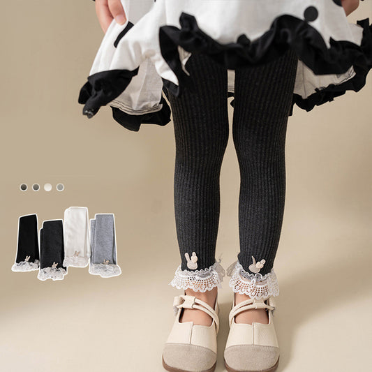 Children's lace bunny cropped leggings