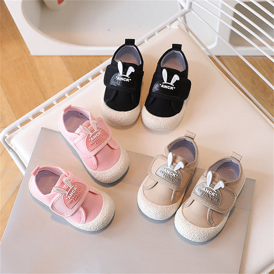 Toddler girl's cute rabbit letter style casual versatile soft bottom low top canvas shoes