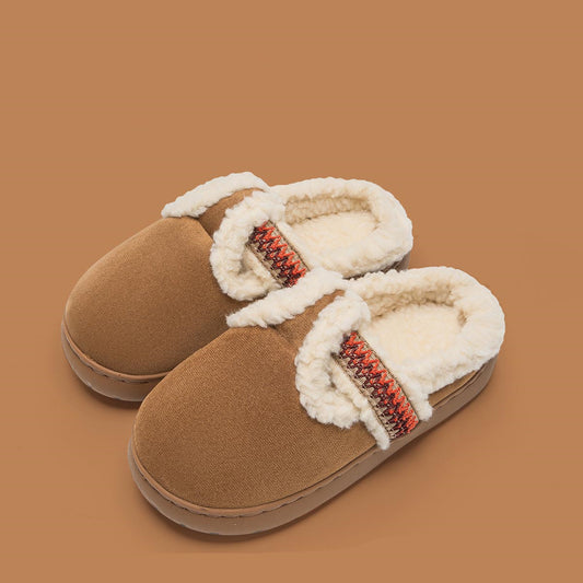 Women&#39;s warm plush Birkenstock cotton slippers