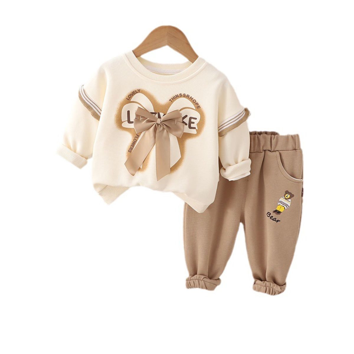 Autumn Girls Casual Pants Bowknot Sweater Set