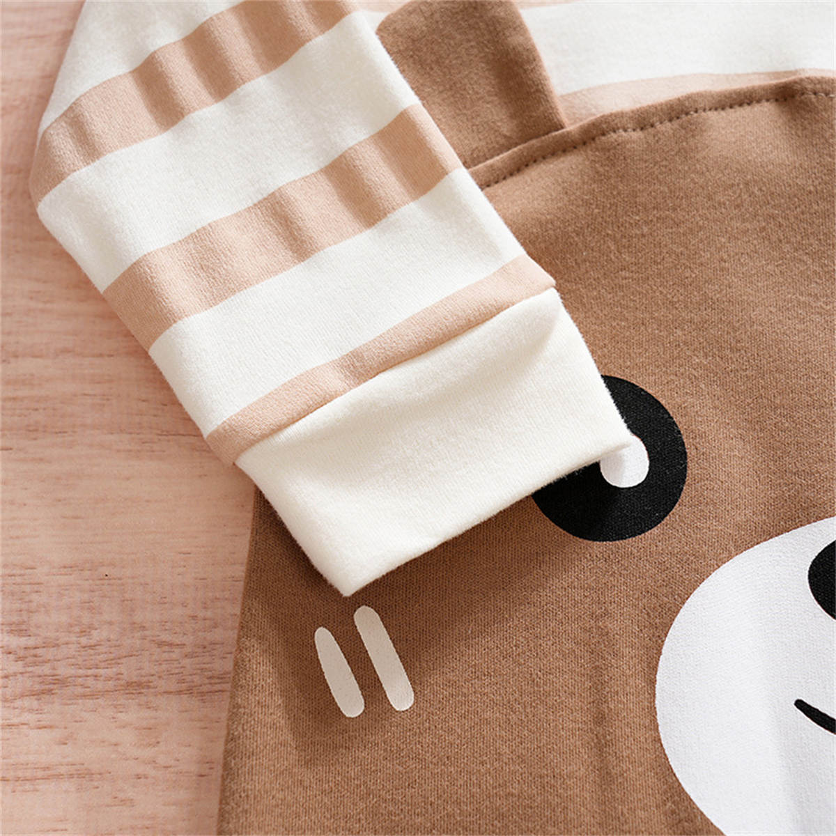 Pure cotton baby autumn and winter striped bear crawling clothes