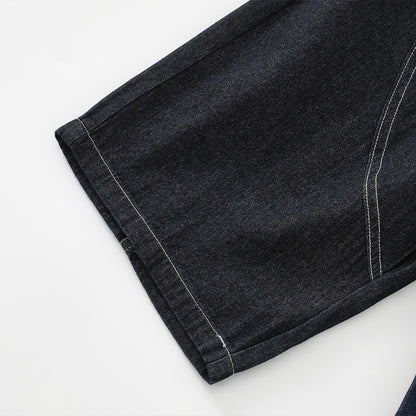 Number Patch Lightweight Denim Shorts