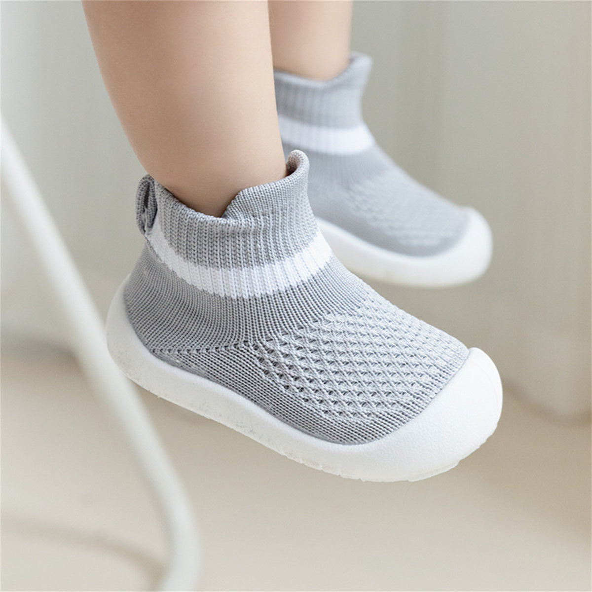 Children's spring and autumn solid color knitted simple breathable non-slip toddler shoes for boys and girls