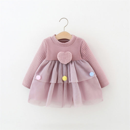 Girls Spring and Autumn Love Ball Puffy Tulle Princess Skirt