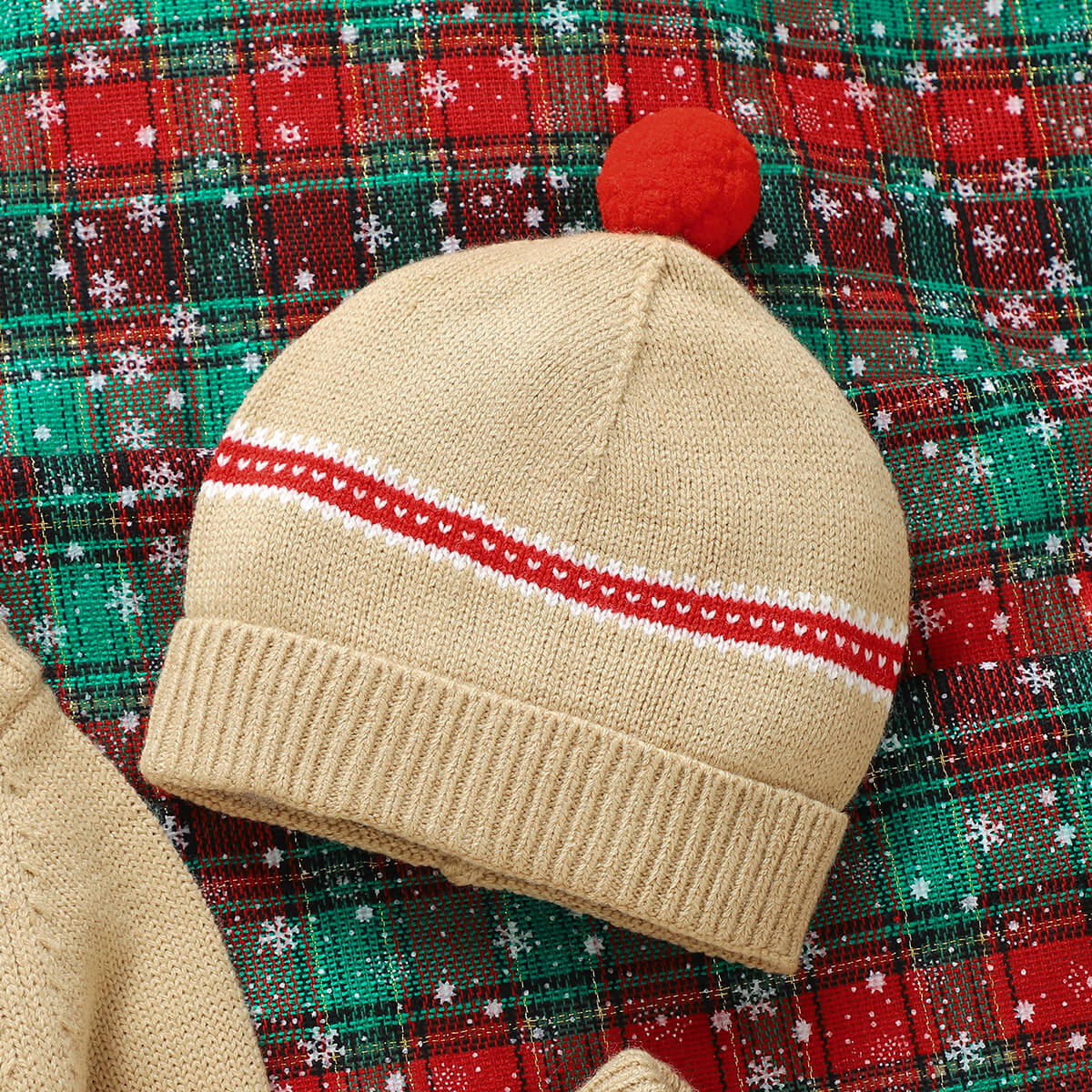 Baby Christmas Elk Jacquard Knitted Set + Hat